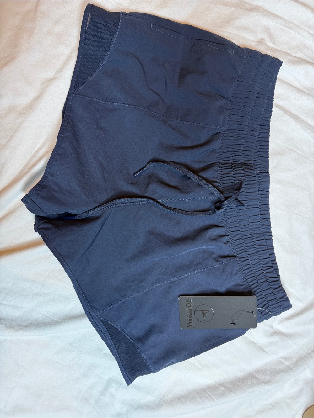 90 Degree By Reflex Navy Blue Athletic Shorts with Elastic Waist large mesh